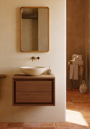 KAVE HOME Shamel veggspeil, rektangulrt - speilglass og naturlig teak (45x70)