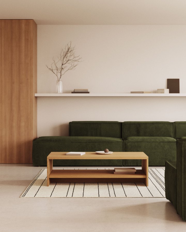 KAVE HOME Abilen salongbord, med hylle - naturlig eikefiner (120x60)