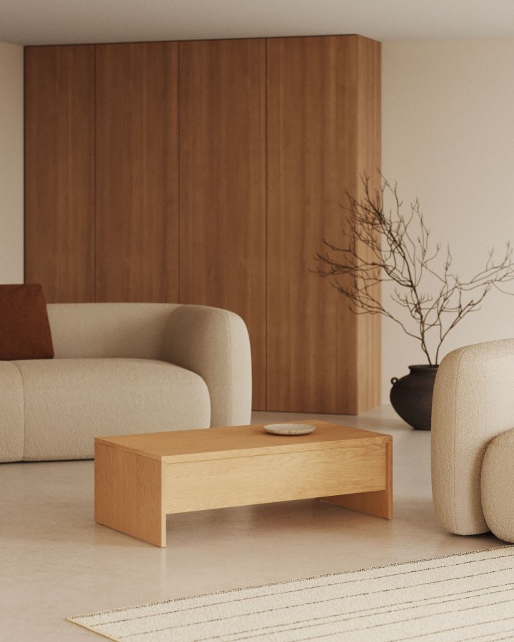 KAVE HOME Abilen salongbord, med bordplate som kan heves - naturlig eikefiner (110x60)