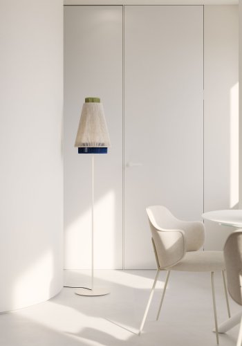 KAVE HOME Yuvia gulvlampe i bomull med beige og bl finish