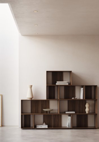 KAVE HOME Litto modulr bokhylle, rektangulr - brun valnttfiner (202x114) (sett med 9)