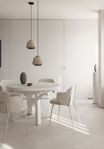 KAVE HOME Yuvia taklampe i bomull med beige og bl finish