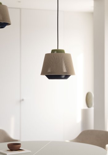 KAVE HOME Yuvia taklampe i bomull med beige og bl finish