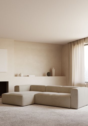 KAVE HOME Block sofa, med venstre sjeselong - beige polyester