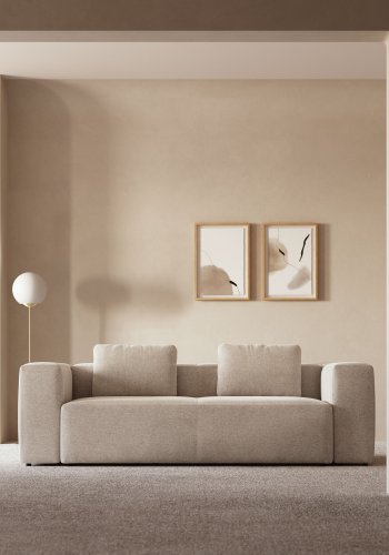 KAVE HOME Blok 3-manns sofa - beige polyester og stl