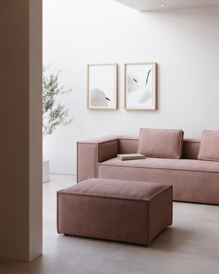 KAVE HOME rektangul�r Blok puff - rosa fl�yel (90x70)