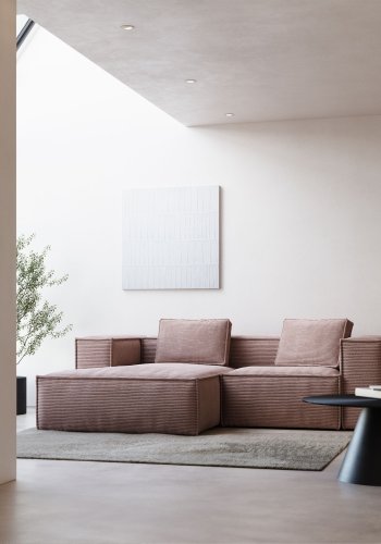 KAVE HOME Block sofa, med sjeselong - rosa fl�yel