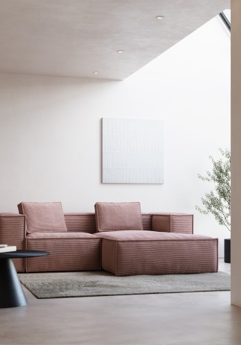 KAVE HOME Blok sofa, m. h�jre chaiselong - rosa fl�jl