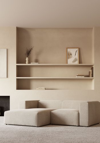 KAVE HOME Block sofa, med venstre sjeselong - beige polyester og stl