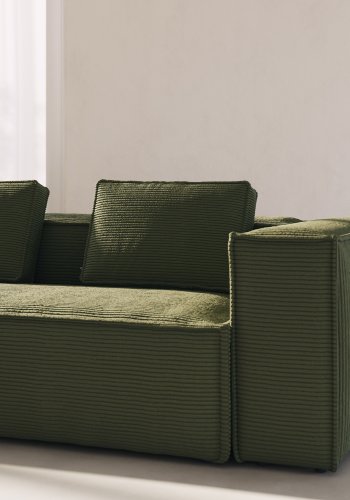 KAVE HOME Blok 3-seters sofa - grnn kordflyel (240 cm)