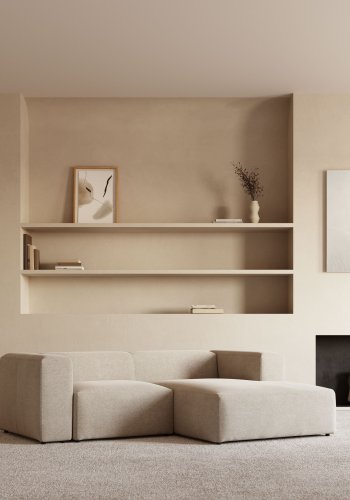 KAVE HOME Block sofa, med hyre sjeselong - beige polyester og stl