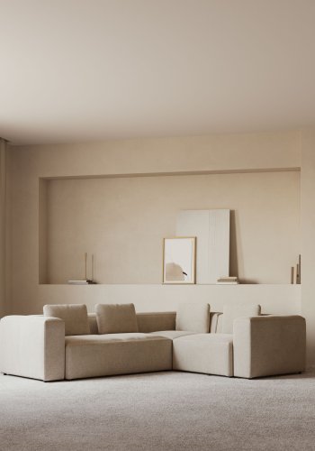 KAVE HOME Block hjrnesofa - beige polyester