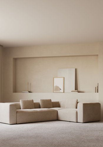 KAVE HOME Block hjrnesofa - beige polyester