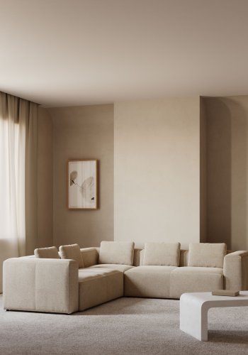 KAVE HOME Block hjrnesofa - beige polyester