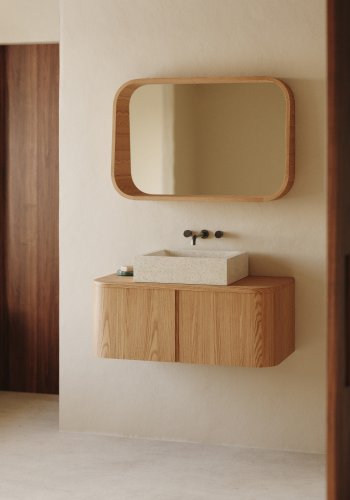 KAVE HOME Salaya ask laminert kryssfiner innrammet speil i naturlig finish, 90 x 60 cm