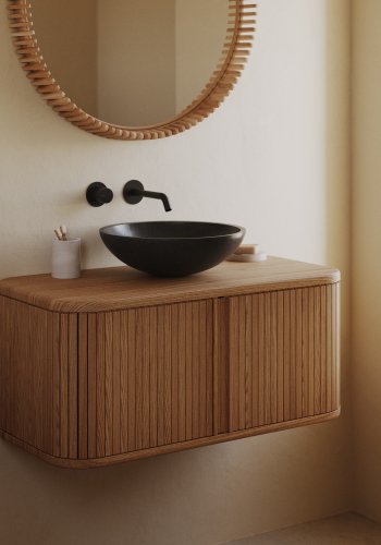 KAVE HOME Mailen baderomsskap, m. 2 skyvedrer - finér i naturlig ask (90x45)