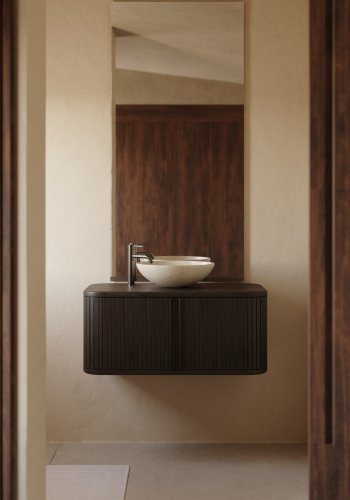 KAVE HOME Mailen baderomsskap, m. 2 skyvedrer - mrk brun ask finer (90x45)