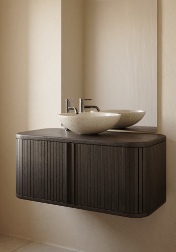 KAVE HOME Mailen baderomsskap, m. 2 skyvedrer - mrk brun ask finer (90x45)