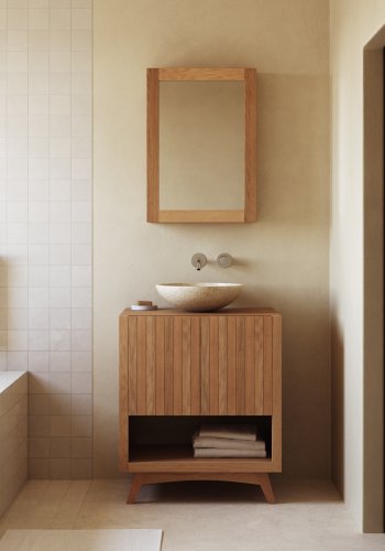 KAVE HOME sndagsbaderomsmbler, m. 2 drer og 2 hyller - naturlig teak