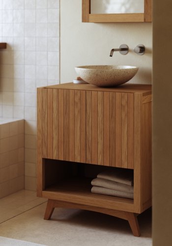 KAVE HOME sndagsbaderomsmbler, m. 2 drer og 2 hyller - naturlig teak