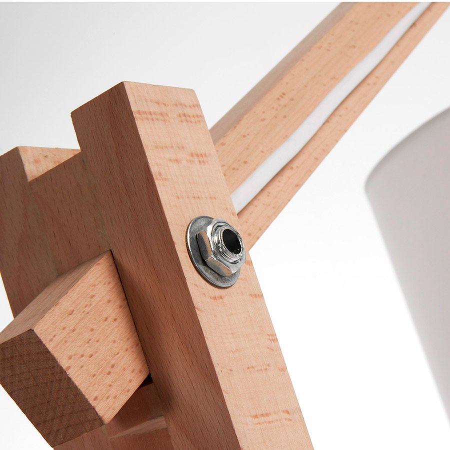 KAVE HOME Izar gulvlampe - naturlig tre og hvitt metall/bomull