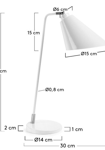 KAVE HOME Tipir bordlampe i stl med hvit finish