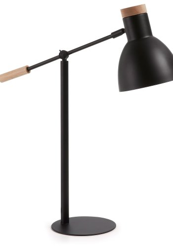 KAVE HOME Scarlett bordlampe - sort/naturmetall/tre 