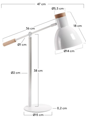 KAVE HOME Tescarle bordlampe i bk og stl med hvit finish
