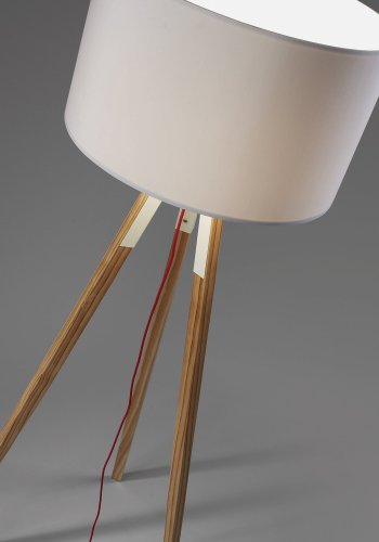 KAVE HOME Uzagi gulvlampe - hvit/naturlig stoff/tre