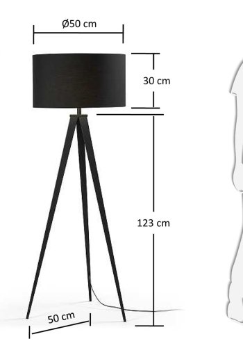 KAVE HOME Uzagi gulvlampe - svart metall/stoff 