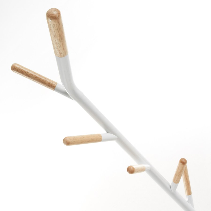 KAVE HOME Bren stumtjener - hvit/naturmetall/tre