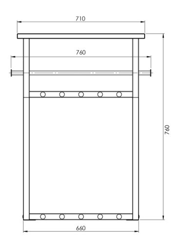 SPINDER DESIGN Rizzoli entropstilling, m. 10 knager, bjlestang og trhylde - sort stl og tr