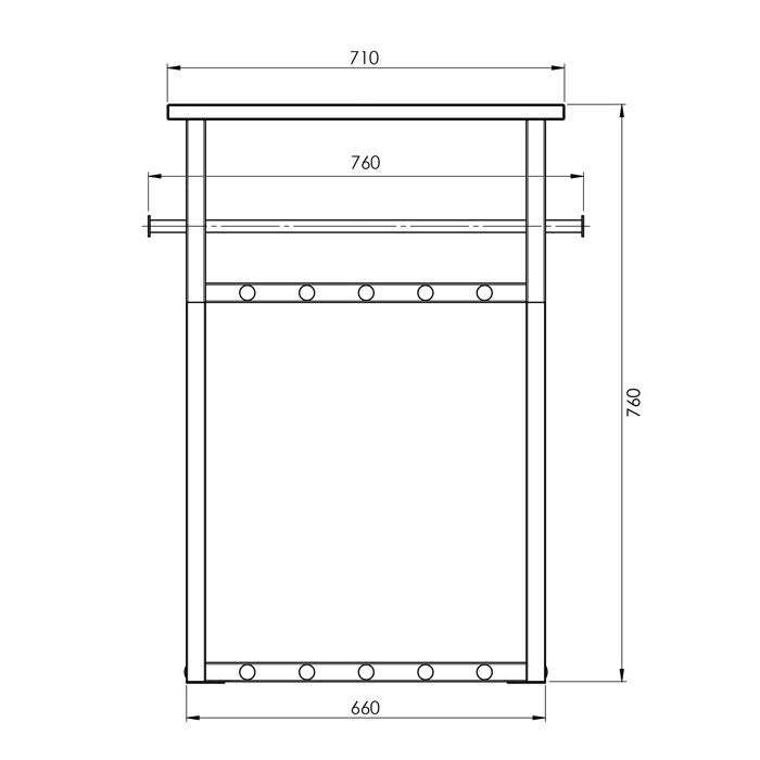 SPINDER DESIGN Rizzoli entropstilling, m. 10 knager, bjlestang og trhylde - sort stl og tr