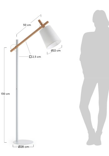 KAVE HOME Kosta gulvlampe i bk og stl med hvit finish