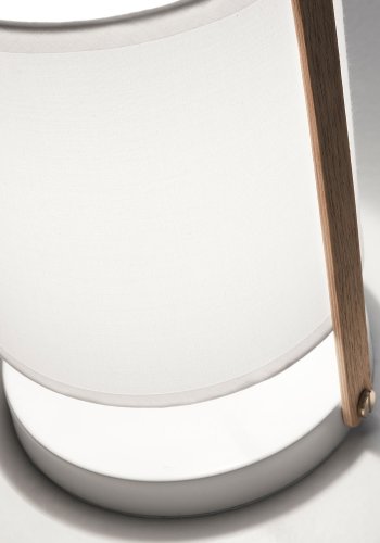 KAVE HOME rund Zayla bordlampe - hvit bomull og stl, naturlig bk