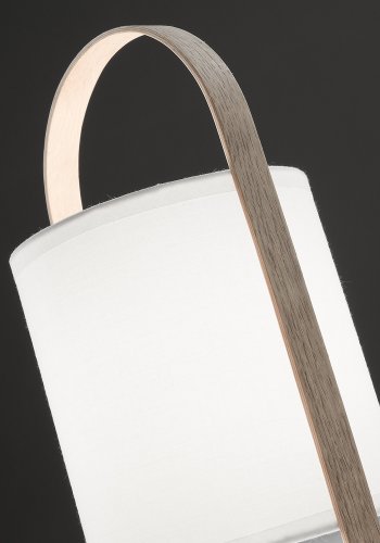 KAVE HOME rund Zayla bordlampe - hvit bomull og stl, naturlig bk