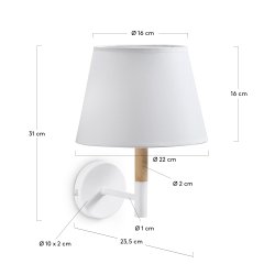 KAVE HOME Orsen v�glampe - hvid bomuld/st�l og natur b�getr� - KAVE HOME