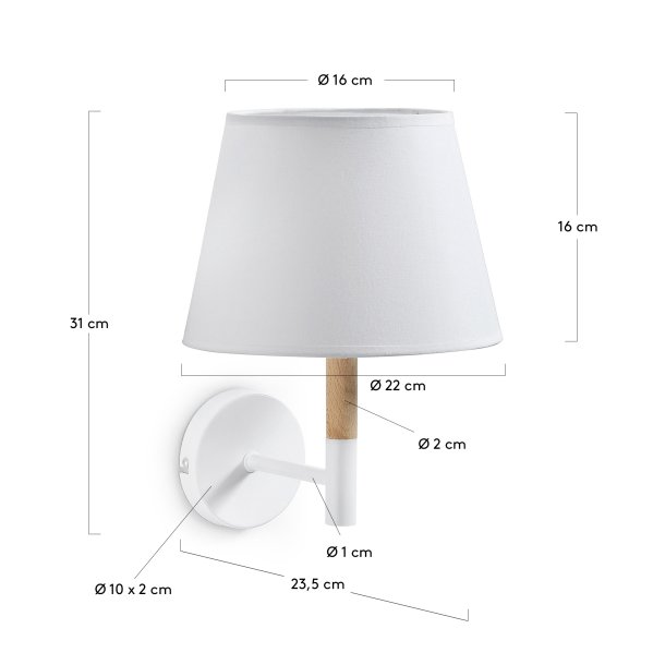 KAVE HOME Orsen v�glampe - hvid bomuld/st�l og natur b�getr� - KAVE HOME