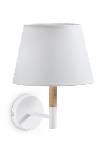 KAVE HOME Orsen vegglampe - hvit bomull/stl og naturlig bketre