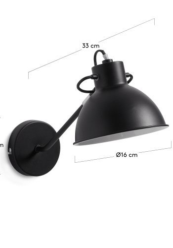 KAVE HOME Offelis vegglampe sort