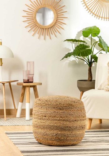 KAVE HOME Dip puff - naturlig jute, rund (50) 
