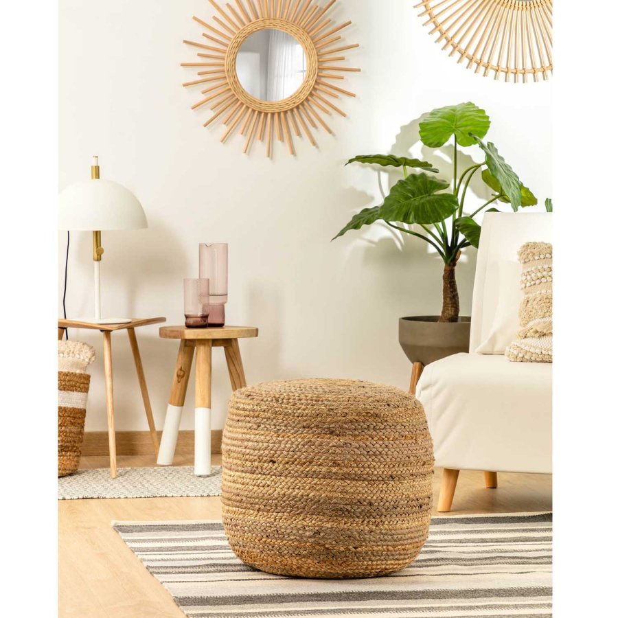 KAVE HOME Dip puff - naturlig jute, rund (50) 