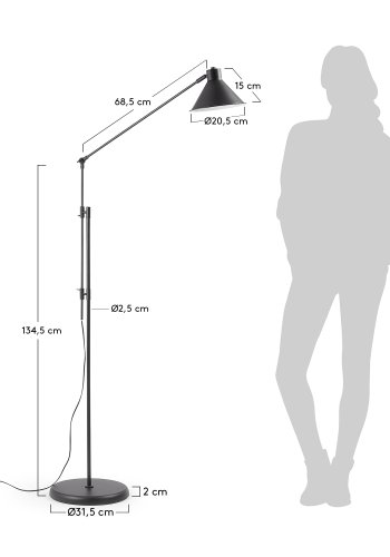 KAVE HOME Odine gulvlampe - svart metall