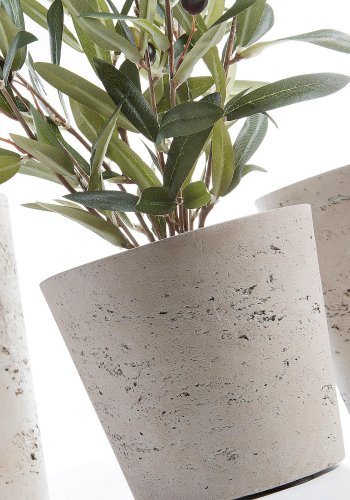 KAVE HOME Lav krukke, rund - gr sement (sett med 3)