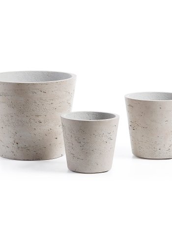 KAVE HOME Lav krukke, rund - gr sement (sett med 3)