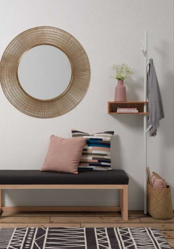 KAVE HOME Belgrad stumtjener - hvit/naturmetall/eik finer, med hylle