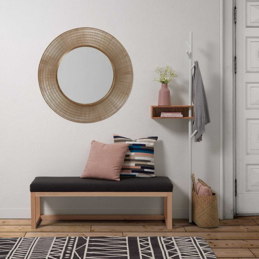 KAVE HOME Belgrad stumtjener - hvit/naturmetall/eik finer, med hylle