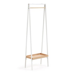 KAVE HOME Belgrad garderobestativ - hvid/natur metal/egetrsfinér, m. hylde
