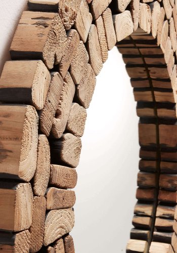 KAVE HOME Ellipse veggspeil - naturlig resirkulert tre og speilglass, rundt (80) 