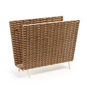 KAVE HOME Shibori magasinholder - natur polyrattan og hvid stl